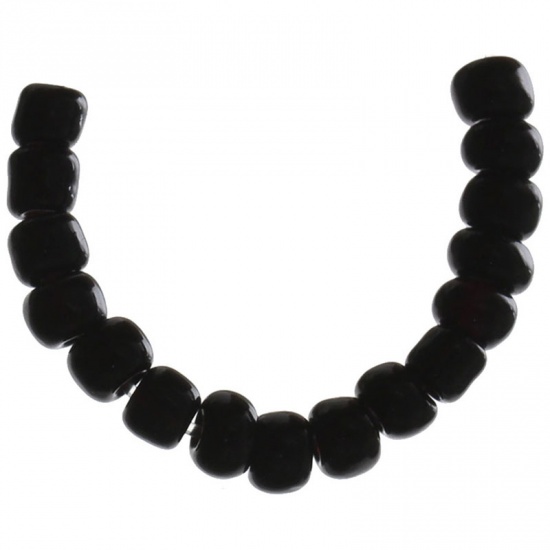 Picture of 6/0 Ceramics Seed Beads Round Rocailles Black About 4mm Dia, Hole: Approx 1mm, 450 Grams(Approx 5290PCs/Bag)