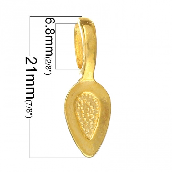 Immagine di Lega di Zinco Manico Perline Cuore Foglia Oro Placcato 21mm x 8mm, 200 Pz