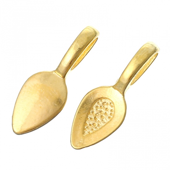 Immagine di Lega di Zinco Manico Perline Cuore Foglia Oro Placcato 21mm x 8mm, 200 Pz