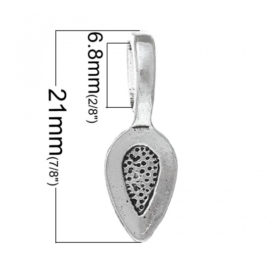 Immagine di Lega di Zinco Manico Perline Cuore Foglia Argento Antico 21mm x 8mm, 200 Pz