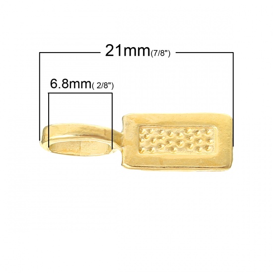 Picture of Glue on Bail Tags Rectangle Gold Plated Cabochon Setting(Fits 8mm x 3mm) 21mm x 7mm,200PCs