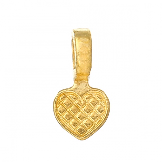 Picture of Glue on Bail Tags Heart Gold Plated 16mm x 8mm,300PCs