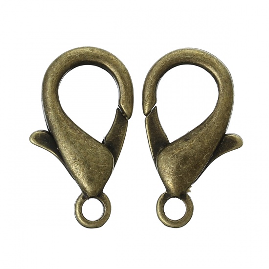 Picture of Zinc Based Alloy Lobster Clasps Antique Bronze 21mm x 12mm, 50 PCs