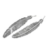 Immagine di Lega di Zinco Charm Ciondoli Piuma Argento Antico Striscia Disegno 10.5cm x 2.1cm, 20 Pz