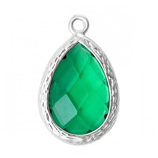 Immagine di Ottone + Resina Charm Ciondoli Goccia Argento Placcato Nulla Disegno 18mm x 11mm, 5 Pz