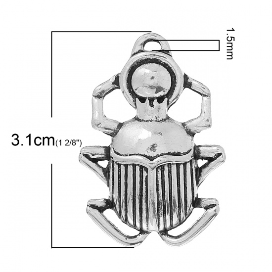 Immagine di Lega di Zinco Ciondoli Coccinella Argento Antico 3.1cm x 21mm , 1 kg(circa 265 Pz)