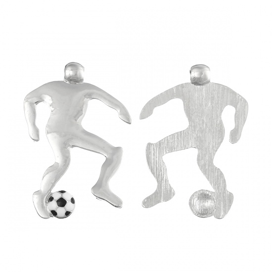 Image de Pendentifs Sport en Alliage de Zinc Humain Argent Mat 5.6cm x 3.7cm, 5 Pcs