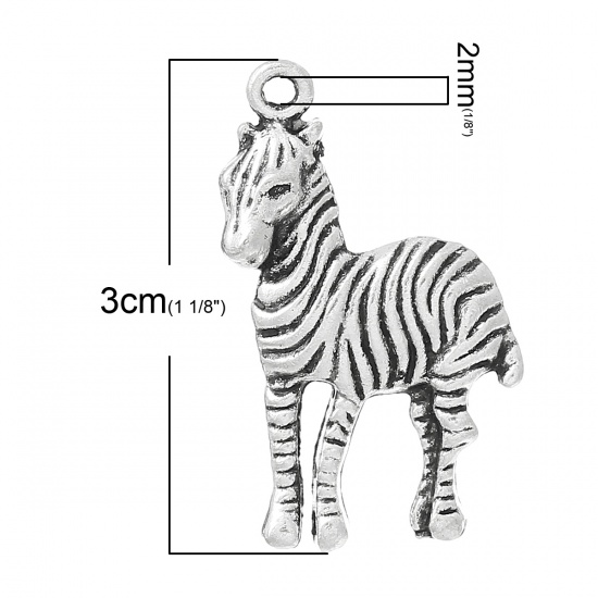 Picture of Charm Pendants Zebra Animal Antique Silver 3cm x 1.8cm,50PCs