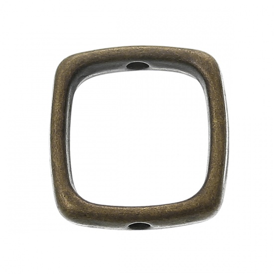 Immagine di Lega di Zinco Montatura Rettangolo Tono del Bronzo (Addetti 10mm Perline) 14mm x 13mm, 200 Pz