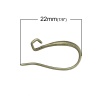 Picture of Brass Ear Wire Hooks Earring Findings Horseshoe Antique Bronze W/ Loop 22mm( 7/8") x 13mm( 4/8"), Post/ Wire Size: (19 gauge), 10 PCs                                                                                                                         