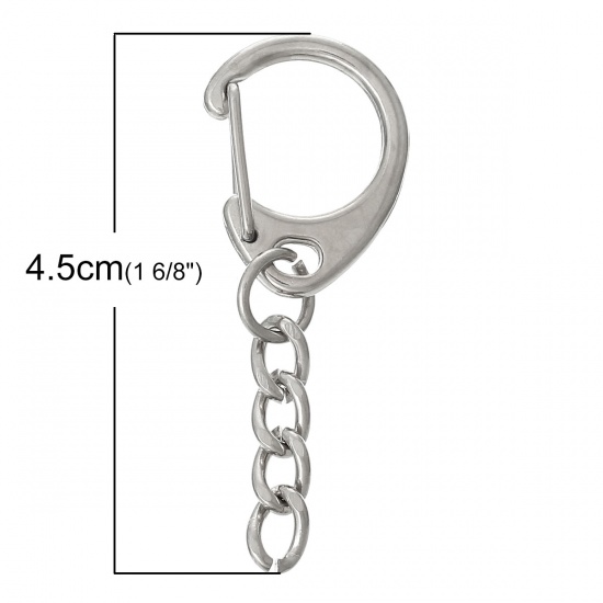 Picture of Zinc Based Alloy Keychain & Keyring Lobster Clasp Silver Tone 45mm x 17mm, 10 PCs