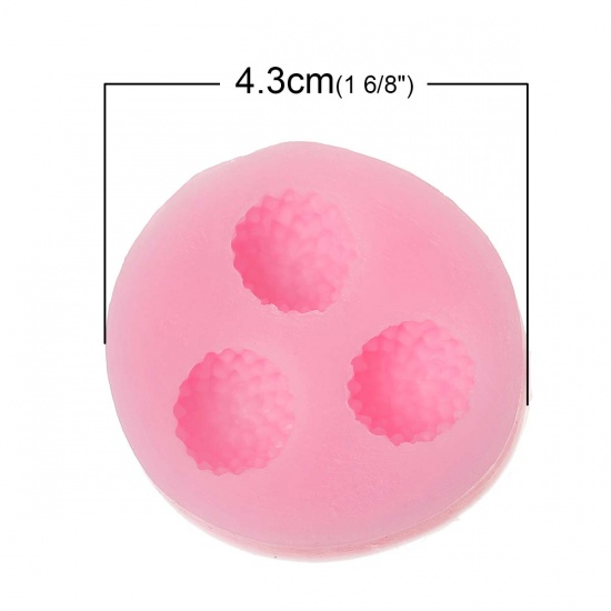 Picture of Silicone Mould For Polymer Clay Craft Round At Random Flower Carved 4.3cm(1 6/8") Dia, 1 Piece
