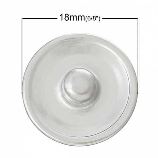 Immagine di Chunk a Scatto Gioielli Bottone Adatto a Chunk Braccialetti Tondo Tono Argento Basi per Cabochon (Adatto: 16mm) 18mm Dia, Dimensioni Manopola: 5.5mm , 50 Pz