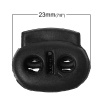 Picture of Plastic Cord Lock Stopper Spring For Clothing & Shoe Lace Oval Black 23mm x 19mm( 7/8" x 6/8"),100PCs