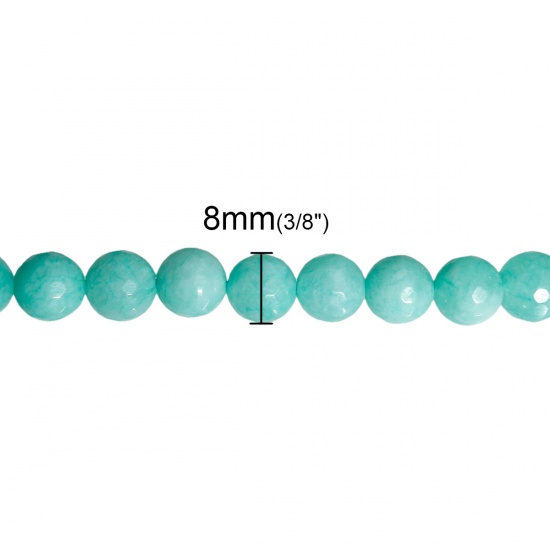 Изображение Бусины Агат (Сорт В) Синтетические, Круглые, Переливчатый синий Шлифованый 8мм диаметр, 1мм, 38.7см длина, Случайный узор 1 Нитка 48 шт / 1 нитка