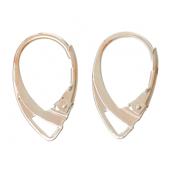 Picture of Zinc Based Alloy Lever Back Clips Earring Findings Teardrop Rose Gold 18mm x 11mm, 30 PCs