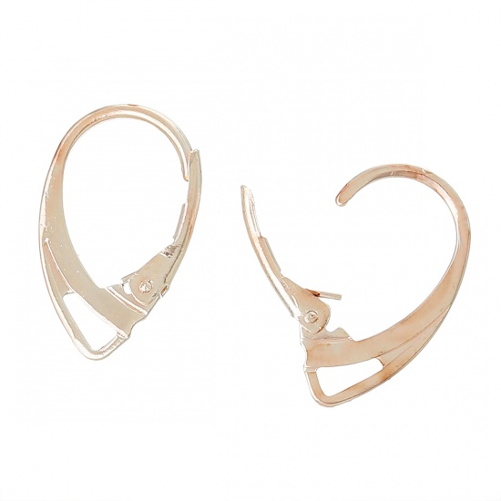 Picture of Zinc Based Alloy Lever Back Clips Earring Findings Teardrop Rose Gold 18mm x 11mm, 30 PCs