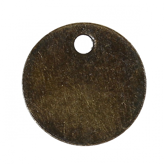 Picture of Zinc Metal Alloy Charm Pendants Round Antique Bronze 8mm(3/8") Dia, 500 PCs