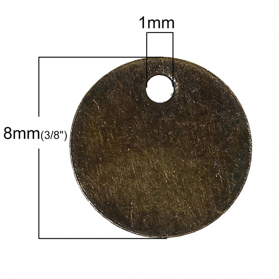 Picture of Zinc Metal Alloy Charm Pendants Round Antique Bronze 8mm(3/8") Dia, 500 PCs
