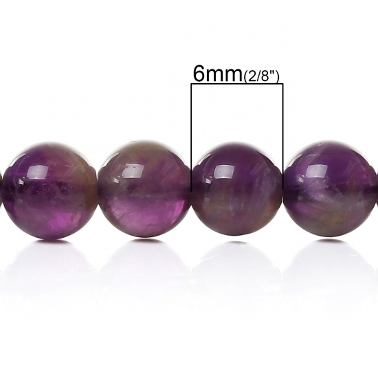Picture of (Grade A) Natural Amethyst Gemstone Loose Beads Round Dark Purple About 6mm( 2/8") Dia,40cm(15 6/8") long,1 Strand(approx 65PCs)