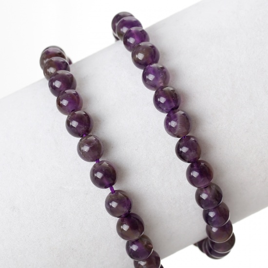 Picture of (Grade A) Natural Amethyst Gemstone Loose Beads Round Dark Purple About 6mm( 2/8") Dia,40cm(15 6/8") long,1 Strand(approx 65PCs)
