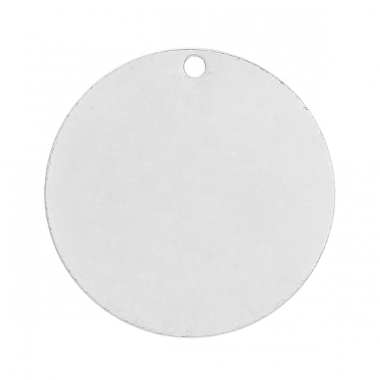 Picture of Brass Blank Stamping Tags Charm Pendants Round Silver Plated 20mm( 6/8") Dia, 30 PCs                                                                                                                                                                          