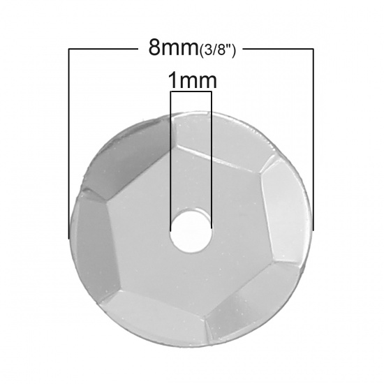 Immagine di PVC Lustrino Tondo Bianco Argento 8.0mm, 5000 Pz