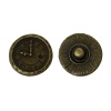 Imagen de Aleación Snap Joyería Botón Ajuste a Pulseras Ronda Tono Bronce Reloj 18mm Diámetro, tamaño de perilla: 4.8mm , 20 Unidades