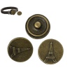 Image de Boutons à Boutons-Pressions Rond Bronze Antique Tour Eiffel Voyage 21mm Dia., Taille de Poignée: 5.5mm, 10 Pcs
