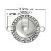 ヌーサスタイル ジュエリー コネクターパーツ 18mm/20mmスナップボタンに適応 円形 シルバートーン 透明ラインストーン 3.8cm x 28mm、穴：6mm、3 個 の画像