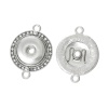Picture of Zinc Metal Alloy Snap Button Connectors Findings Round Silver Tone Clear Rhinestone Fit 18mm/20mm Snap Buttons 38mm x 28mm(1 4/8" x1 1/8"), Hole Size: 6mm( 2/8"), 3 PCs
