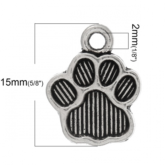 Image de Pendentifs en Alliage de Zinc(Sans plomb ni nickel) Forme Paume de Ours Argent vieilli, 15.0mm x 12.0mm, 100 Pièces 