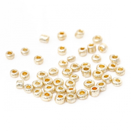 Picture of 10/0 Glass Seed Beads Round Rocailles Golden About 2mm x 1.5mm, Hole: Approx 1mm, 225 Grams