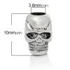 Picture of Zinc Based Alloy Halloween Spacer Beads Halloween Skull Antique Silver About 10mm x 7mm, Hole: Approx 3.8mm, 50 PCs