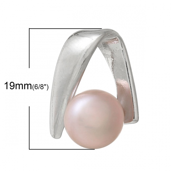 Immagine di Lega di Zinco + Perla Ciondoli Tondo Colore Misto 19.0mm x 14.0mm, 4 Pz 