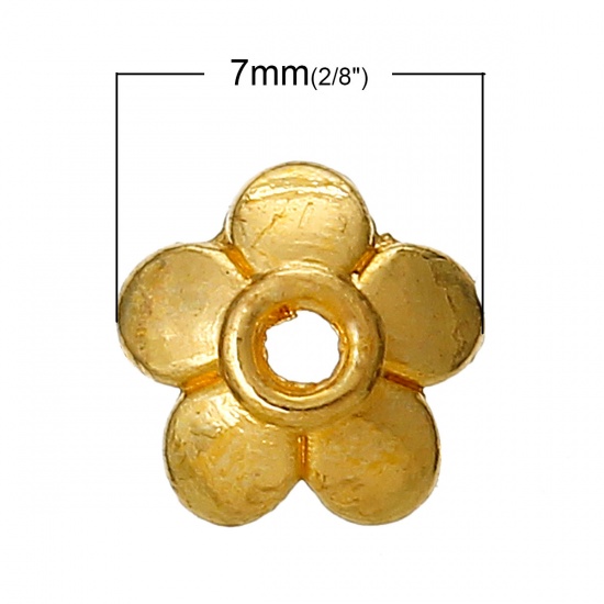 Picture of Zinc Based Alloy Beads Caps Flower Gold Plated (Fits 8mm Beads) 6mm x6mm, 1000 PCs