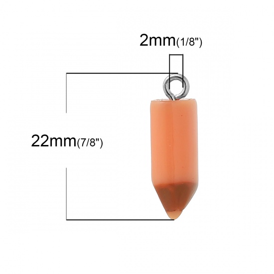 Immagine di Gioielli di graduazione Resina Charm Ciondoli Matita Arancione 21x7mm, 20 Pz