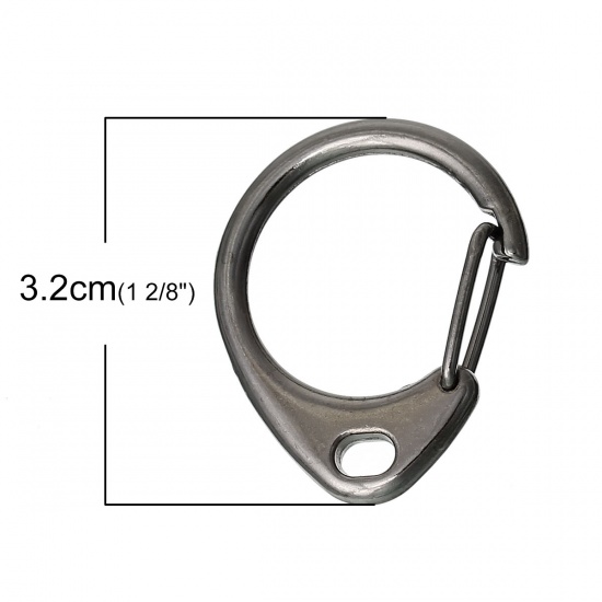 Immagine di Lega di Zinco Anello Portachiavi Goccia Bronzo Duro 32mm x 26mm, 100 Pz