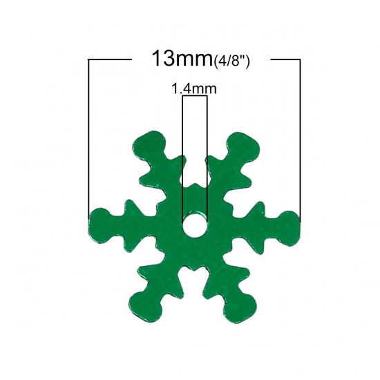 Picture of PVC Sequins Paillettes Christmas Snowflake Green 13mm x 12mm( 4/8" x 4/8"), 1000 PCs