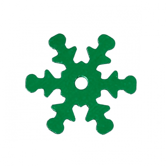 Image de Paillettes en PVC Forme Flocon de neige Vert, 13mm x 12mm, 1000 Pièces