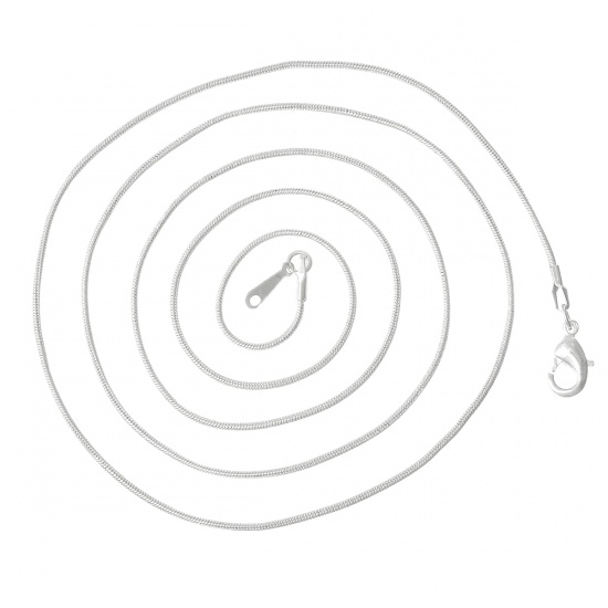 Immagine di Rame Collana Argento Placcato Catena di Altri Stili lunghezza:77cm Dimensione della Catena: 1.2mm, 5 Pz