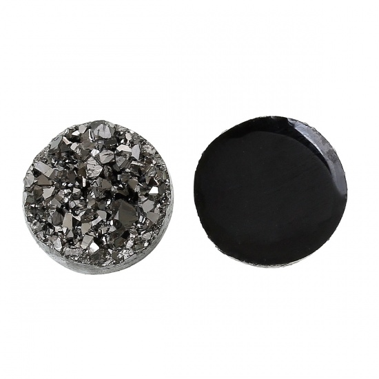 Picture of Druzy /Drusy Resin Dome Cabochon Round Flatback Silver-Gray 12mm( 4/8") Dia, 50 PCs
