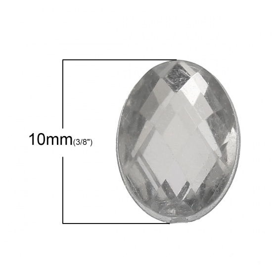 Picture of Acrylic Embellishment Finding Oval Clear Faceted 10mm x 7mm( 3/8" x 2/8"),50PCs