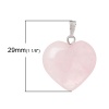 Изображение (Сорт B) Розовый Кварц ( Природный) Подвески Сердце Розовый 29мм x 20мм, 5 ШТ