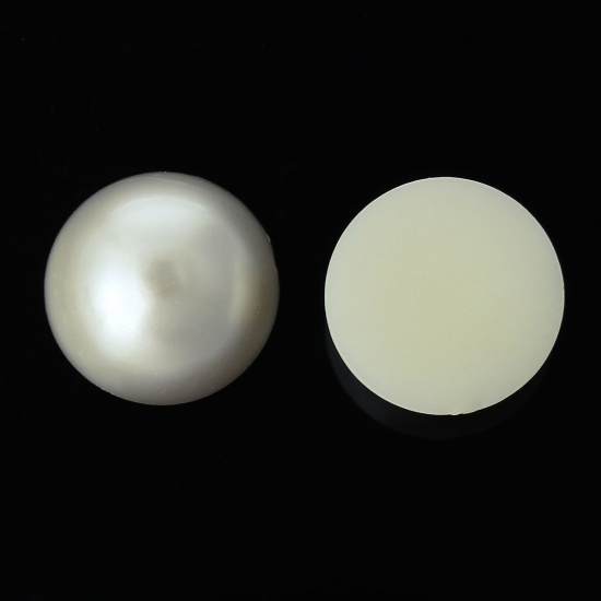 Picture of Acrylic Pearl Imitation Embellishments Findings for Craft/Wedding Semicircle Ivory 18mm( 6/8") Dia,100PCs