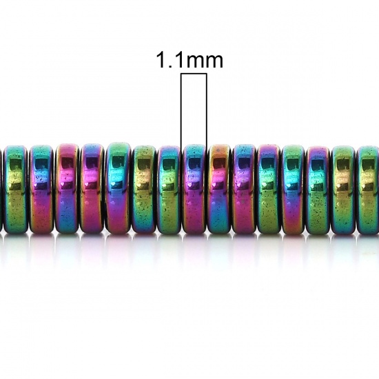 Bild von Hämatit Perlen Flachrund Bunt 4mm D., Loch: 0.5mm, 41.0cm lang/Strang, 362 Stk./Strang, 1 Strang