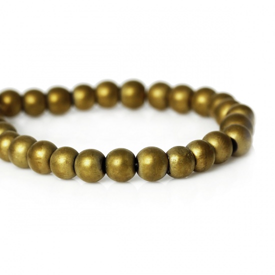 Picture of (Grade A) Natural Hematite Beads Round Golden About 4mm( 1/8") Dia, Hole: Approx 0.5mm, 40cm(15 6/8") long, 1 Strand (Approx 95 PCs/Strand)