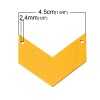 Picture of Wood Connectors Findings Tile For Jewelry Pastel Chevrons Shape Painted Yellow 4.5cm x 3.7cm(1 6/8" x1 4/8"),100PCs
