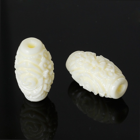 Immagine di (Grado D) Corallo (Imitazione) Perline Barile Beige Fiore Circa 16mm x 9mm, Foro: Circa 2mm, 20 Pz