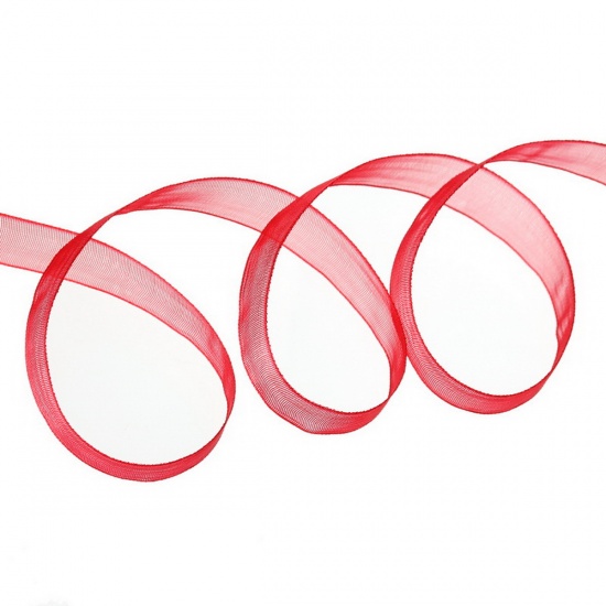 Picture of Organza Easter Satin Ribbon Red 12mm( 4/8"), 5 Rolls (Approx 50 Yards/Roll)